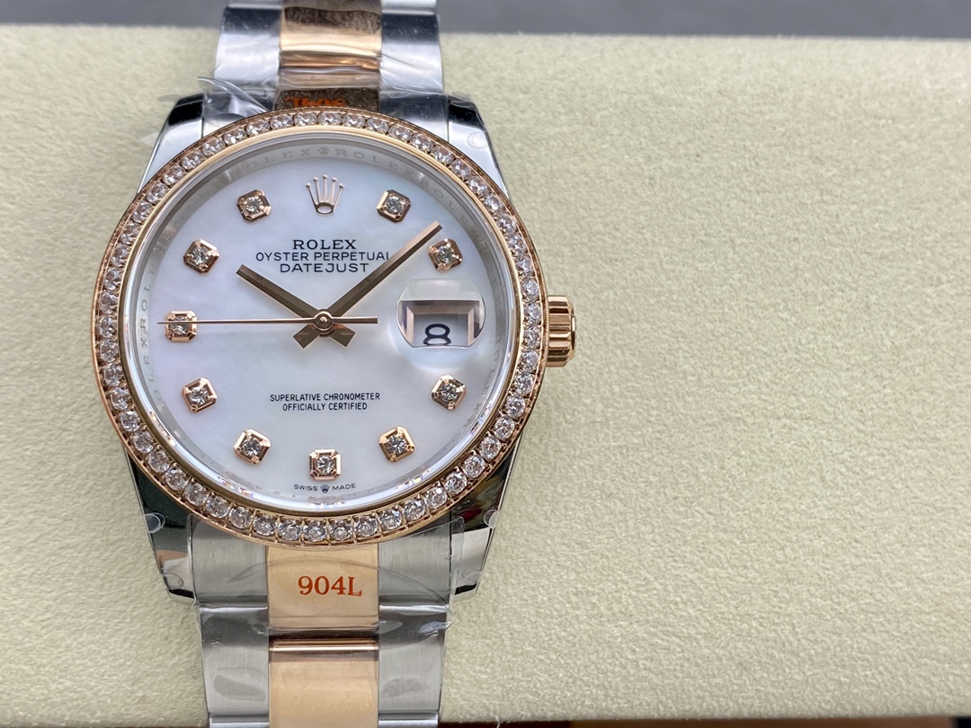 Replica Rolex Datejust 36mm Diamond Dial & Bezel Stainless & 18k Rose Gold 116231